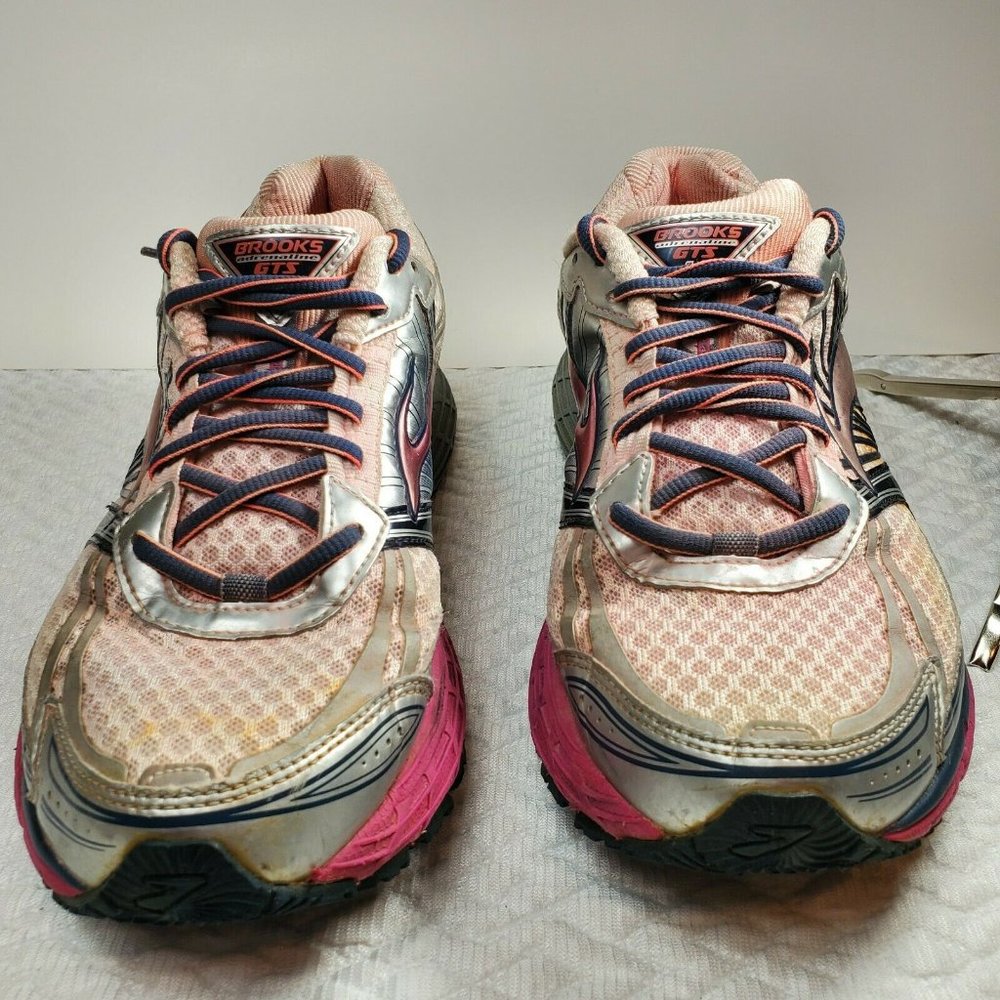 Brooks Adrenaline GTS 14 Running Shoes Women’s Size 10 Silver Pink Blue